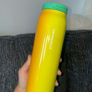 Starbucks Vibrant Yellow Tumbler with Green Lid